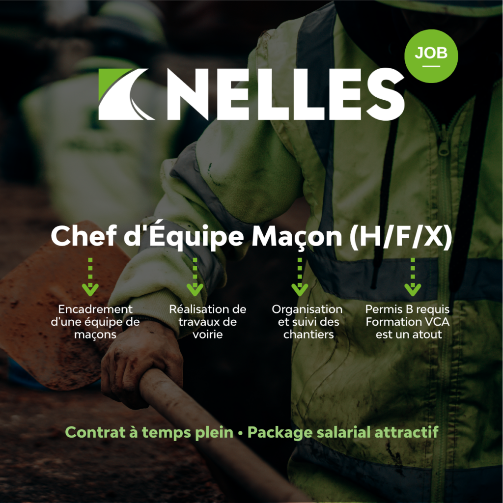 Dans le cadre du renforcement de nos équipes, nous recherchons un Chef d'Équipe Maçon – Travaux de voirie (H/F/X