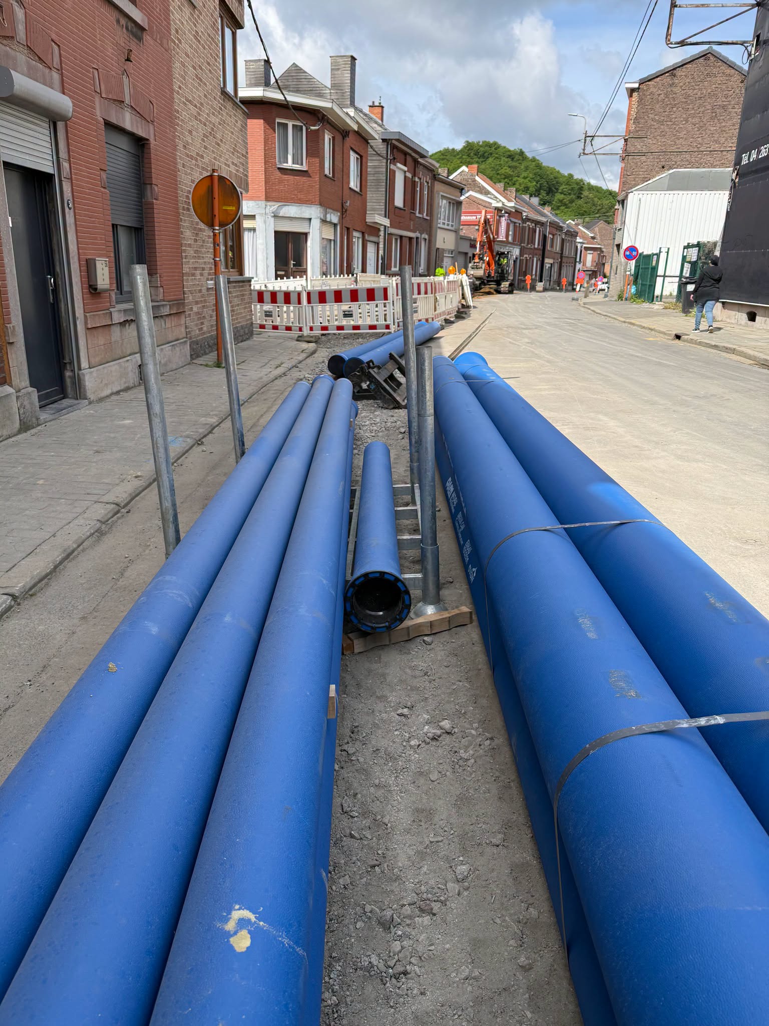 Chantier en cours à Grâce-Hollogne pour le compte de la CILE, dans le cadre du renouvellement des infrastructures existantes